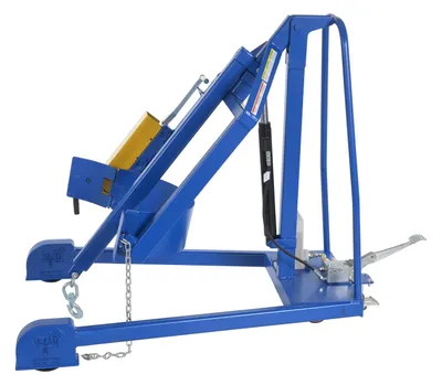 Vestil HDC-305-72 portable hydraulic drum carrier rotator boom shown from an alternate angle