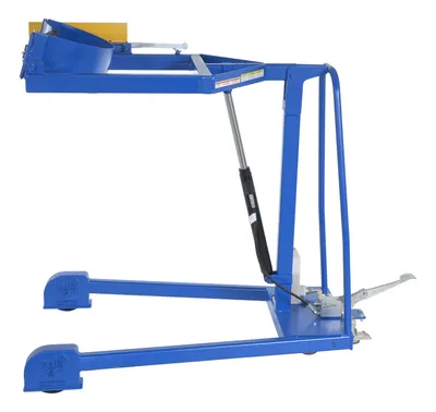 Vestil HDC-305-72 portable hydraulic drum carrier rotator boom shown from an alternate angle
