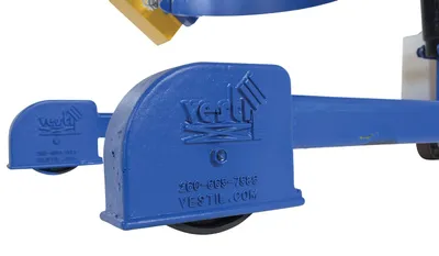 Vestil HDC-305-72 portable hydraulic drum carrier rotator boom shown from an alternate angle