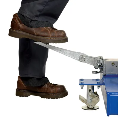 Vestil HDC-305-96 portable hydraulic drum carrier rotator boom shown from an alternate angle