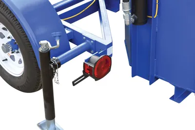 Vestil HDC-900-GPT mobile gasoline powered drum crusher shown from an alternate angle