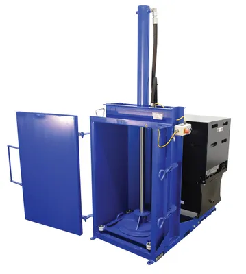 Vestil HDC-905-HC/460V hydraulic drum crusher compactor shown from an alternate angle