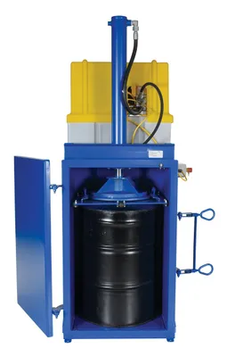 Vestil HDC-905-IDC/460V hydraulic drum crusher compactor shown from an alternate angle