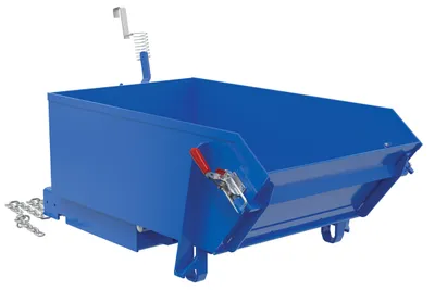 Vestil Steel Light Duty Self Dumping Hopper with Fold Down Front 1/4 Cubic Yard 2000 Lb. Capacity Blue