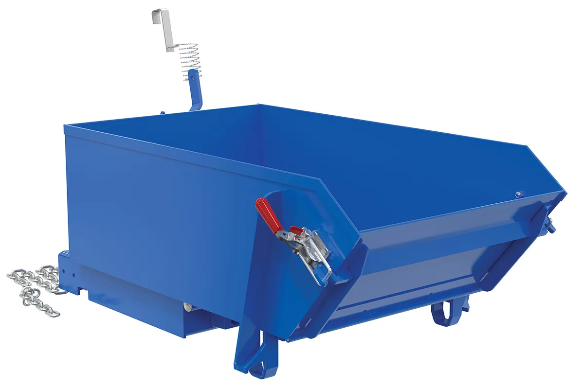 Vestil HDROP-25-MD self-dumping steel hoppers with fold down front