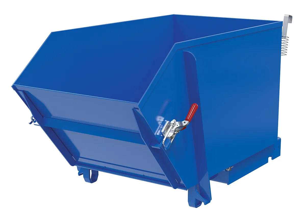 Vestil HDROP-50-HD self-dumping steel hoppers with fold down front