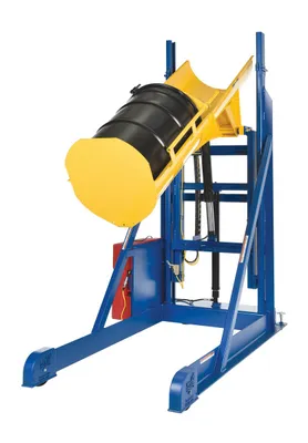 Vestil HLD-116-10-P lift-and-dump hydraulic drum dumper shown from an alternate angle