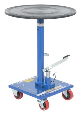 Vestil HT-03-24R hydraulic post tables w rounded top shown from an alternate angle