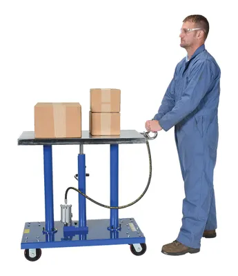 Vestil HT-10-2036A-AIR air hydraulic post table shown from an alternate angle