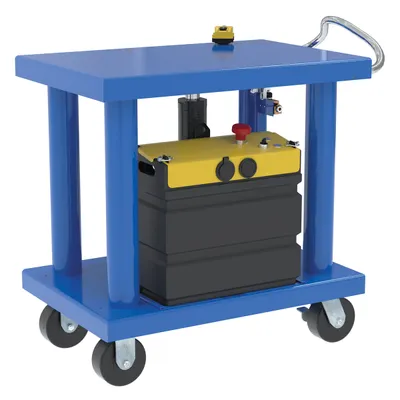 Vestil Steel DC Powered Hydraulic Post Table 24 In x 36 In 6,000 Lb. Capacity Blue