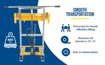 Vestil HYD-ROLL-16 roll lifters and transporter feature highlights