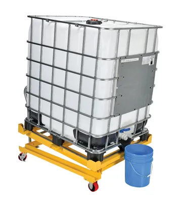 Vestil IBC-TLT ibc tilt stands w fork pocket shown from an alternate angle