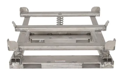 Vestil IBC-TLT-FP-SS ibc tilt stands w fork pocket shown from an alternate angle