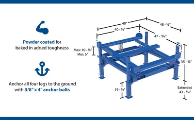 Vestil IBC-TLT-FPL ibc tilt stands w fork pocket feature highlights