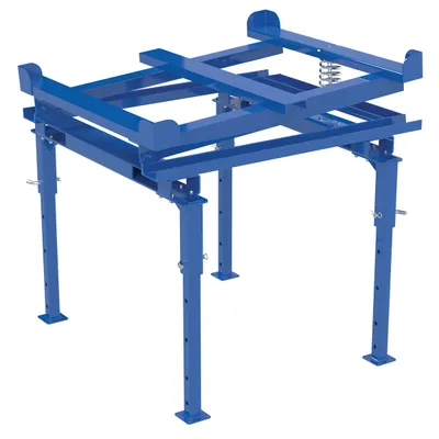 Vestil Steel Intermediate Bulk Container Tilt Stand with Fork Pockets and Adjustable Legs 48-1/2 In. x 49-1/2 In. 4400 Lb. Capacity Blue