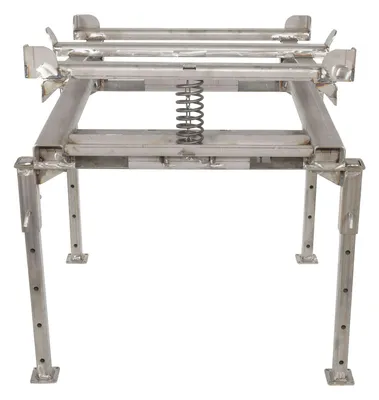 Vestil IBC-TLT-FPL-SS ibc tilt stands w fork pocket shown from an alternate angle