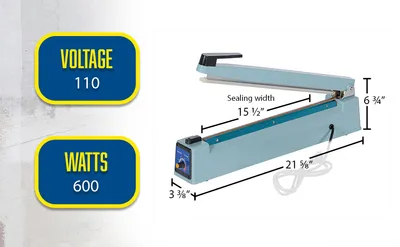 Vestil ISEAL-15T impulse bag sealer feature highlights