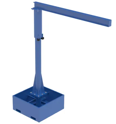 Vestil Steel Portable Jib Crane with Empty Base 8 Ft. I-Beam 250 Lb. Capacity Blue