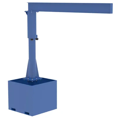 Vestil Steel Portable Jib Crane with Empty Base 10 Ft. I-Beam 500 Lb. Capacity Blue