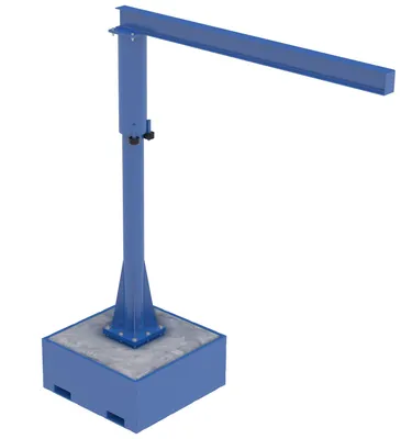 Vestil Steel Portable Jib Crane with Filled Base 8 Ft. I-Beam 500 Lb. Capacity Blue