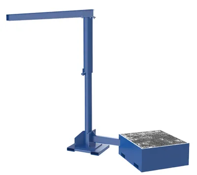 Vestil Steel Portable Offset Jib Crane with Filled Base 8 Ft. I-Beam 500 Lb. Capacity Blue