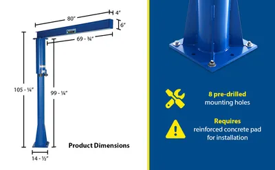 Vestil JIB-FM-6 floor mounted jib feature highlights