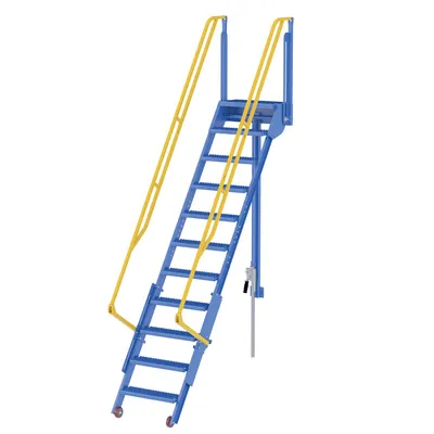 Vestil Steel Folding Mezzanine Ladder 108 In. Mezzanine Height 24-1/4 In. Step Width 350 Lb. Capacity Blue