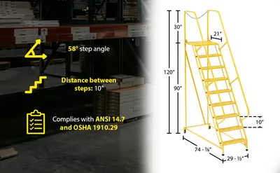 Vestil LAD-MM-9-G-YL maintenance ladder feature highlights