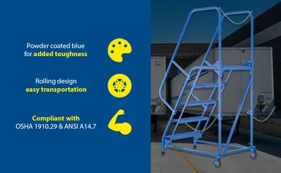 Vestil LAD-STAL-5-G semi-trailer access ladder feature highlights