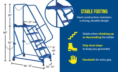 Vestil LAD-STAL-5-G semi-trailer access ladder feature highlights