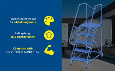 Vestil LAD-STAL-5-P semi-trailer access ladder feature highlights