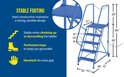 Vestil LAD-STAL-5-P semi-trailer access ladder feature highlights