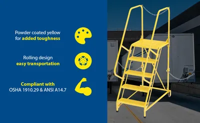 Vestil LAD-STAL-5-P-YL semi-trailer access ladder feature highlights
