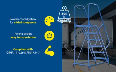 Vestil LAD-STAL-6-G semi-trailer access ladder feature highlights