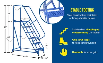 Vestil LAD-STAL-6-G semi-trailer access ladder feature highlights