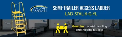 Vestil LAD-STAL-6-G-YL semi-trailer access ladder feature highlights
