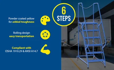 Vestil LAD-STAL-6-P semi-trailer access ladder feature highlights