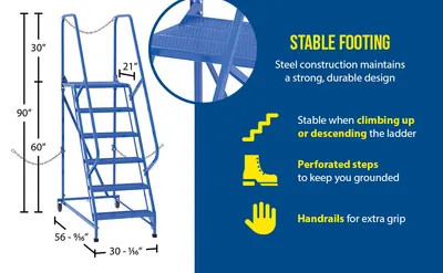 Vestil LAD-STAL-6-P semi-trailer access ladder feature highlights