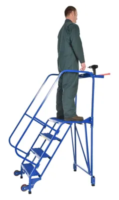 Vestil LAD-TRS-60-4-G tip-n-roll mobile ladder shown from an alternate angle