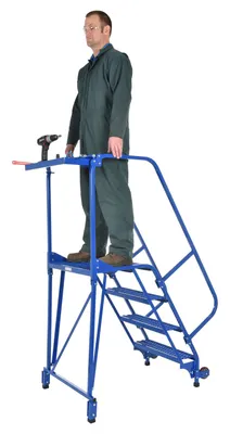 Vestil LAD-TRS-60-4-G tip-n-roll mobile ladder shown from an alternate angle