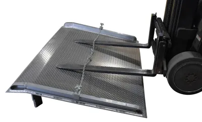 Vestil LC-BTA-72-84 aluminum truck dockboards (welded aluminum curbs) shown from an alternate angle