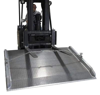 Vestil LC-BTA-72-84 aluminum truck dockboards (welded aluminum curbs) shown from an alternate angle