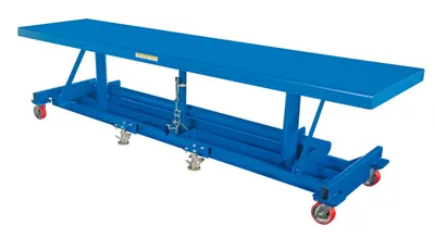 Vestil Steel Ergonomic Long Deck Cart 120 In. x 30-1/4 In. x 31 In. 2,000 Lb. Capacity Blue