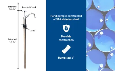 Vestil LDP-SS-316 lever action drum pump feature highlights