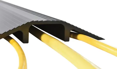 Vestil LHCR-36-BK extruded aluminum hose & cable crossover shown from an alternate angle