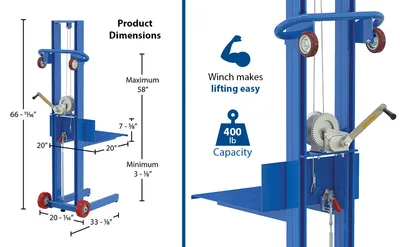 Vestil LLW-202058-FWFL lite load lift feature highlights