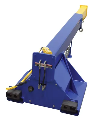 Vestil LM-1T-8-24-HBE-DC hydraulic powered fork truck boom shown from an alternate angle