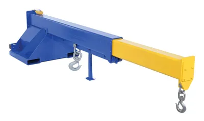Vestil LM-1T-8-24-HBE-DC hydraulic powered fork truck boom shown from an alternate angle