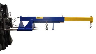 Vestil LM-1T-8-24-HBE-TP hydraulic powered fork truck boom shown from an alternate angle