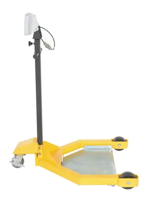 Vestil LO-DC-SCL low-profile drum caddies with bung wrench handle shown from an alternate angle